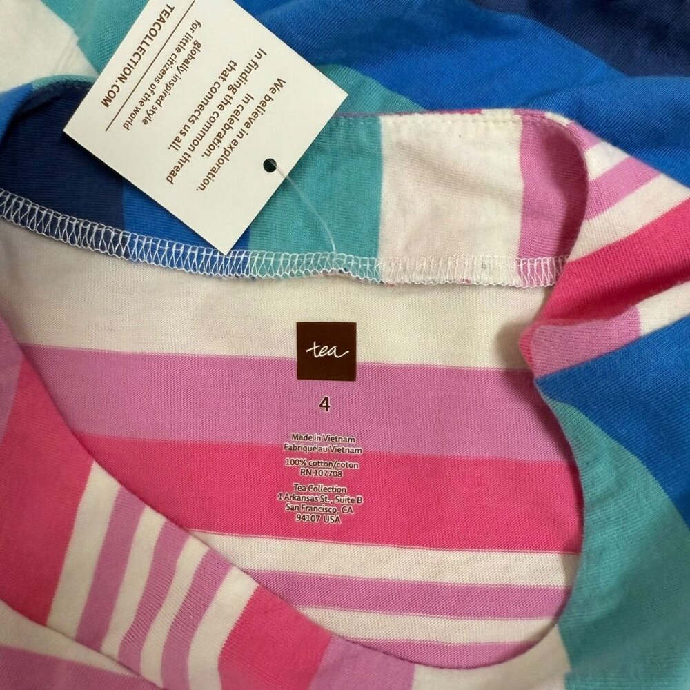 NWT Tea Collection Striped Dress Pink Size 4 - Picture 3 of 4